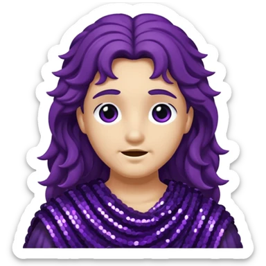  Pluto from Roman Deities with long deep purple wavy hair, deep purple sequin toga sticker
