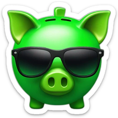 green piggybank with sunglasses sticker