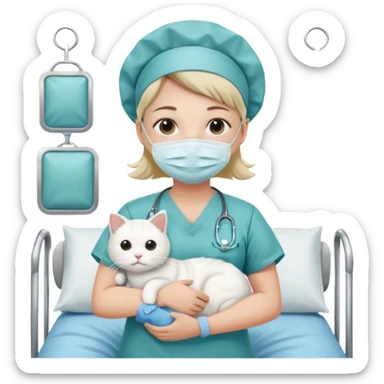 scrub nurse with cats and operation  bedds sticker
