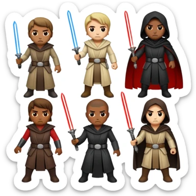 Four jedi and Four Sith fighting sticker