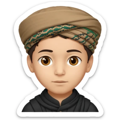 Creat a afghan boy with afghan pacol hat one the head sticker