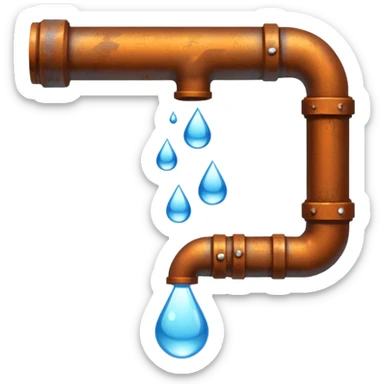 sewer steel pipe with leaking water  sticker