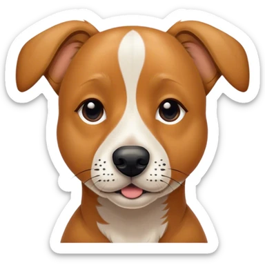 Tan dog with white stripe and freckled black nose sticker