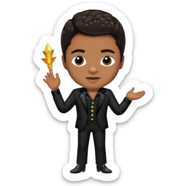 Jackie Wilson with dark brown hair, black sequin outfit sticker