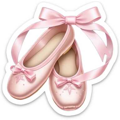 Pale pink ballet shoe ribbons, trailing stardust sticker