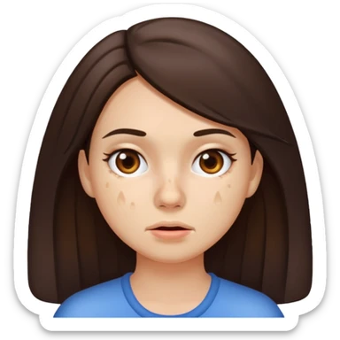 brunette woman with lots of acne sticker