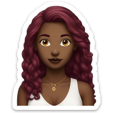 dark girl with long burgundy hair piercing brow  sticker