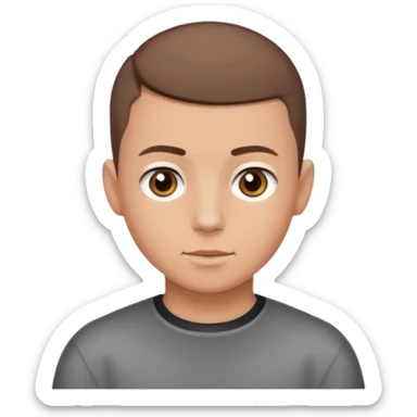 One boy whit a buzz cout air whit brown air and eyes sticker