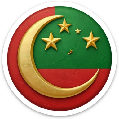A flag emoji red white green in center islamic golden moon suronded by star circulary sticker