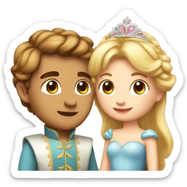little cute couple princess in love sticker