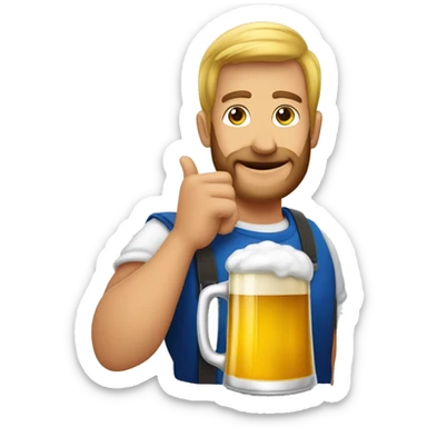 homem COM BRAÇO LEVANTADO SEGURANDO UMA CANECA de cerveja  sticker