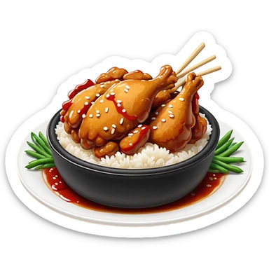 General Tao’s Chinese takeout with white rice sticker