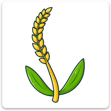 Golden wheat ear floating among green leaves and bright particles, spinning around an ethereal digestive system with soft light texture, while subtle cleansing waves pass through the air like a purifying spell sticker