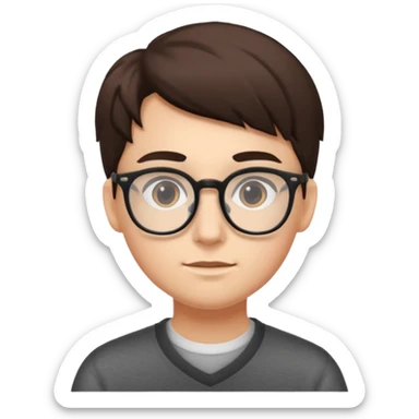 college student with curious face sticker