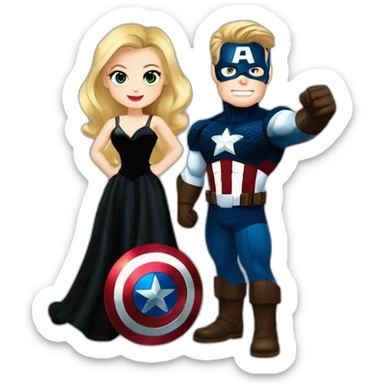 Captain america and wanda cuple pic avengers with black dress sticker