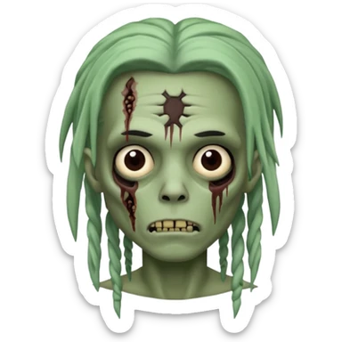 make a zombie boy emoji (headshot only) that has long black locs  and some facial scars sticker