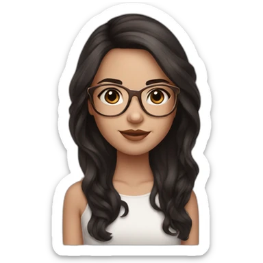 young white girl with rose gold glasses and black to brown hair sticker