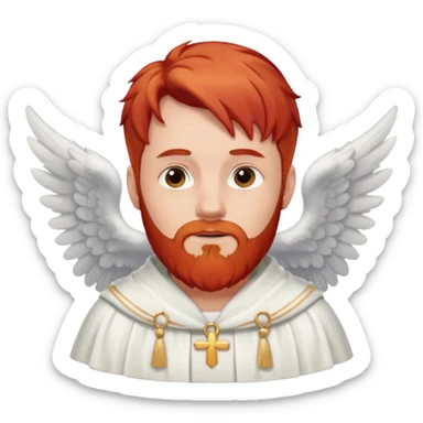 red hair, white bearded man angel sticker