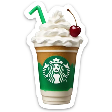 A star bucks drink with whipped cream and cherry on top sticker