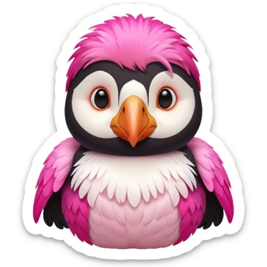 pink puffin that is pink-coloured sticker