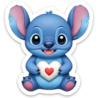 Stich con un corazón diciendo hola bombón sticker