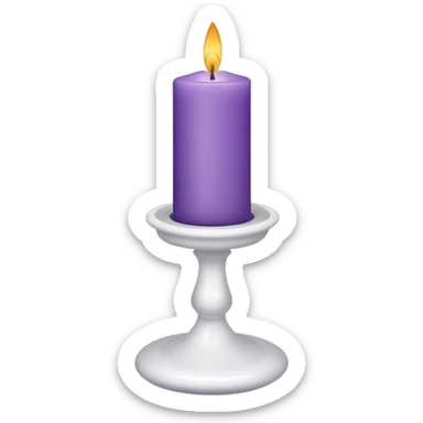 Purple candle on a white candle-holder stand sticker