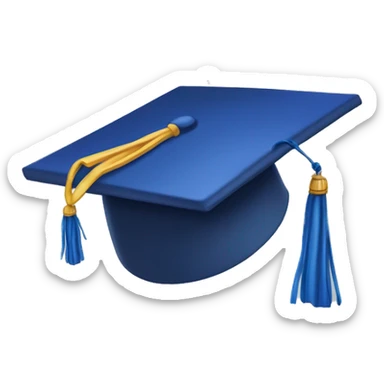 Generate an iOS emoji of a graduation hat. Use the real emoji of the graduation hat. But make it blue and on the top it should be UK flag sticker