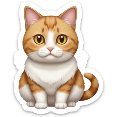 full body torbie and white cat with small head, hazel eyes, and short but chubby body sticker