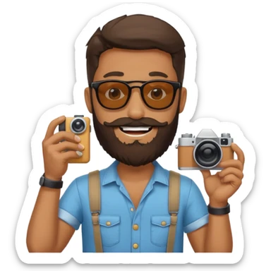 bearded fotographer with summer clothes and sun glasses sticker