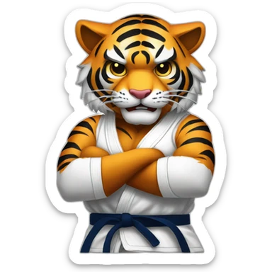 Tiger with evil face   jiu jitsu with his arms crossed sticker