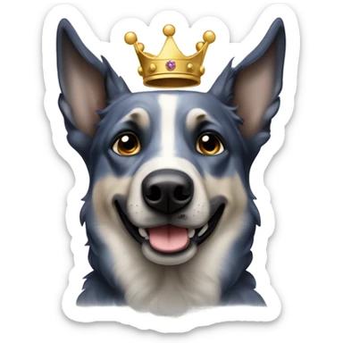 A malinois dark blue merle without red color with a crown on his head sticker