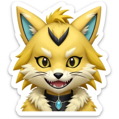 Cool gothic cute Kemonomimi Nekomimi Japanese Anime Kemono Furry Style Vernid-Renamon-Zeraora-Fursuit-furry-fursona sticker