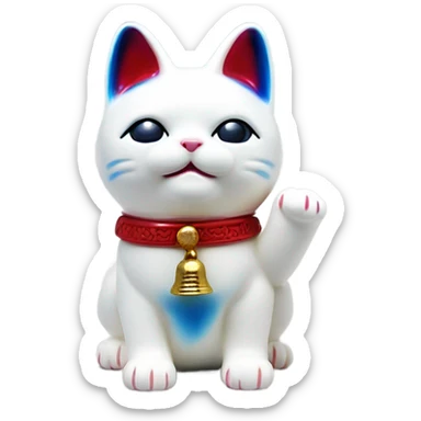 White lucky cat figurine sticker