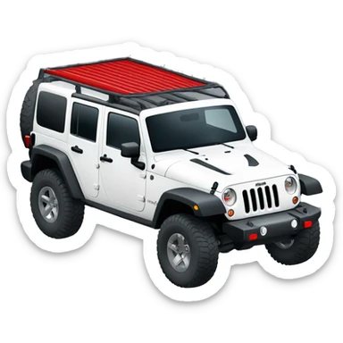 White Jeep Wrangler Rubicon with white roof and red accents  sticker