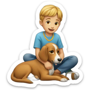 Un enfant sur un chien sticker