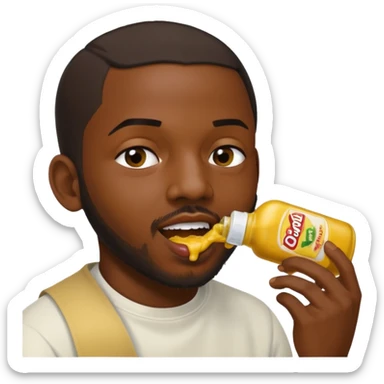Kendrick Lamar squeezing a bottle of mustard into Drakes mouth sticker