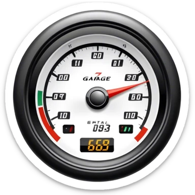 An icon showing a racing game interface, inspired by Grand Turismo. The design features a garage with a selection of high-performance cars, along with race track visuals in the background. Speedometer, lap timer, and other HUD elements add to the excitement. Transparent background sticker