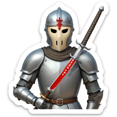 Headless Knight with Sword close up with horror look sticker