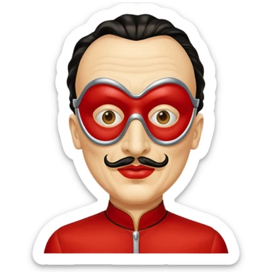 Emoji de la película La casa de papel máscara y la ropa rojo y la máscara color crema  realista  sticker