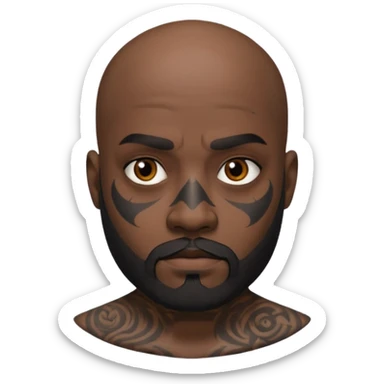 bald bearded man with black face tattoo sticker