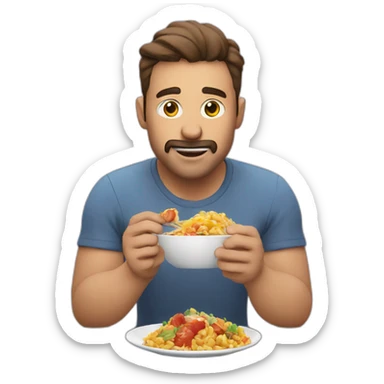 Man eating a home kit meal sticker