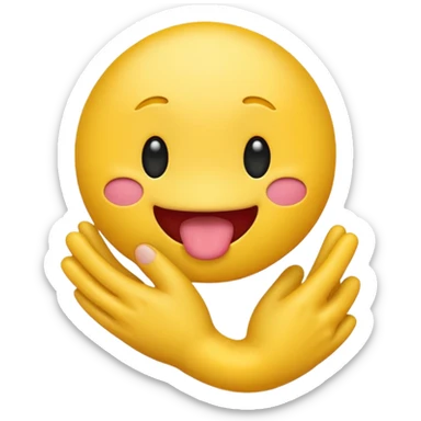 make a yellow typical emoji with tongue sticking out shaking head and two hands doing a diving motion sticker