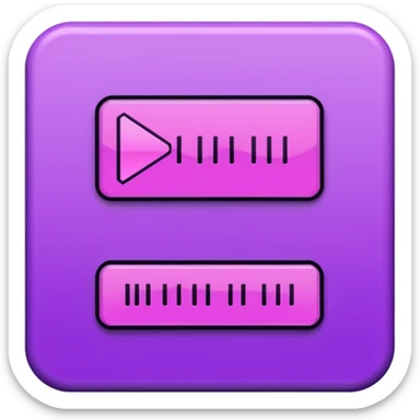 Necesito botones para un reproductor de música, los botones tienen que mezclar un estilo pixel art con vaporwave y usar como coló principal un morado, tienen que ser de: sticker