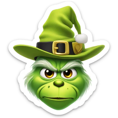 Grinch wearing a pilgrim hat with a gold buckle  sticker