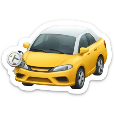 A car with safety equipment sticker