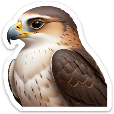 Meme-Worthy Cute Sleeping Falcon Portrait Emoji, Head resting peacefully with a contented smile, showcasing a streamlined, powerful form with eyes gently closed in serene slumber and a subtly curved beak, Simplified yet adorably endearing features, highly detailed, glowing with a soft, drowsy light, high shine, relaxed and utterly lovable, stylized with an air of playful laziness, soft glowing outline, capturing the essence of a sleeping falcon that feels destined to become the next viral icon of adorable rest! sticker