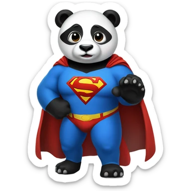 Panda in a Superman costume sticker