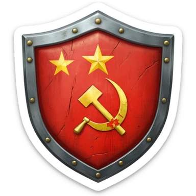 generate a very realistic shield with the USSR flag sticker