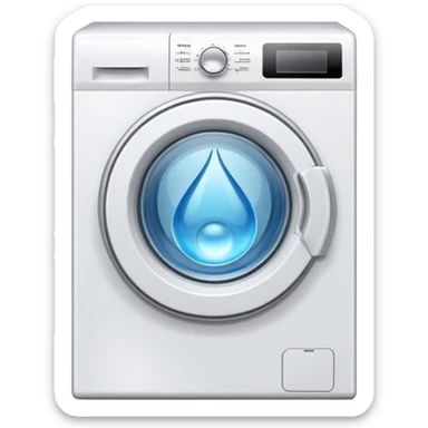 create an icon for white washing machine with big water drop in front sticker