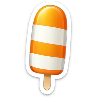 a popsicle with orange white horizontal stripes, wearing a medieval helmet sticker